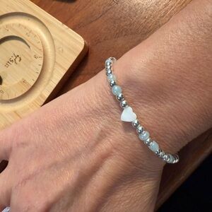 Chic Silver and Blue Heart Bracelet